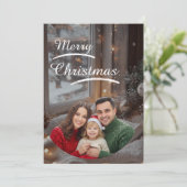 Save The Date ❄️Elegant Snowy Christmas Family Photo Card (Debout devant)