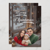 Save The Date ❄️Elegant Snowy Christmas Family Photo Card (Devant / Derrière)