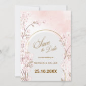 Save The Date Elegant Soft Blush Pink Cherry Blossom Wedding (Devant)