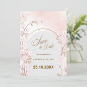 Save The Date Elegant Soft Blush Pink Cherry Blossom Wedding (Debout devant)