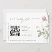 Save The Date Elegant Soft Pastel Fleur sauvage Photo Code QR (Devant)