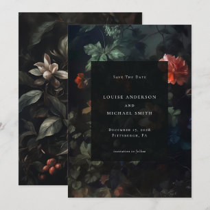 Save The Date Élégant sombre romantique Moody Floral Mariage