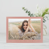 Save The Date Élégant Sparkles Quinceañera 2 Photo Rose Gold (Debout devant)