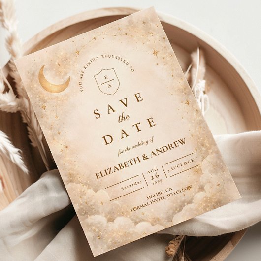 Save The Date Elegant Starry Night Wedding