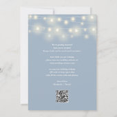 Save The Date Elegant String Lights Dusty Blue QR Code Wedding (Dos)