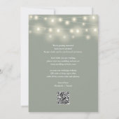 Save The Date Elegant String Lights Sage Green QR Code Wedding (Dos)