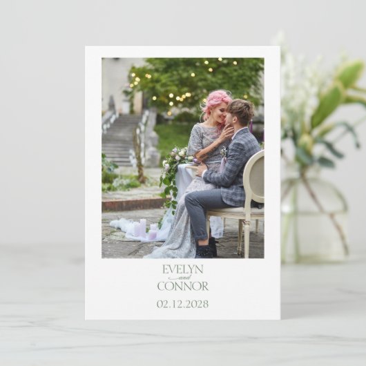 Save The Date Elégant Style Photo Mariage Enregistrer La Date (Debout devant)