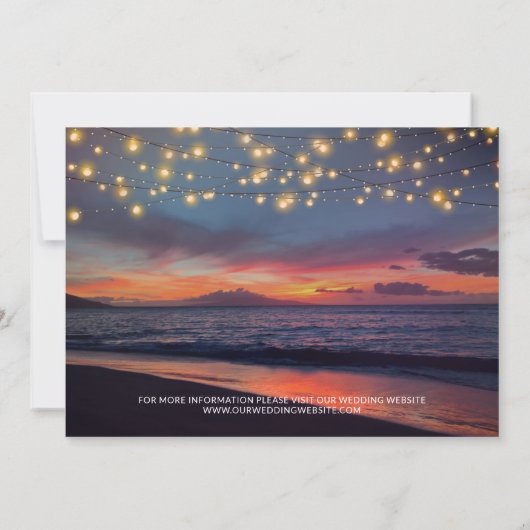 Save The Date Elégant Sunset Beach String Lights Mariage été (Dos)
