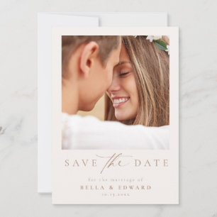 Save The Date Elégant Taupe Ivory Photo Mariage Enregistrer La D