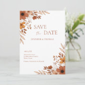 Save The Date Elegant Terracotta Floral Hand-Drawn Wedding (Debout devant)
