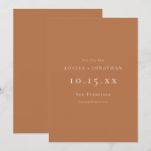 Save The Date Elegant Terracotta Formal Minimalist Wedding  (Devant / Derrière)