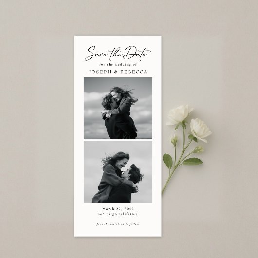 Save The Date Elegant Text and Photo Strip | Bookmark Wedding