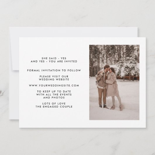 Save The Date Élégant texte blanc multi-noir 4 photo (Dos)