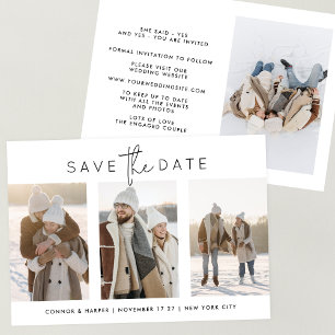Save The Date Élégant texte blanc multi-noir 4 photo