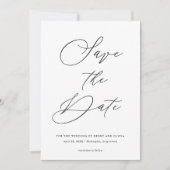 Save The Date Élégant texte noir et blanc au dos du mariage (Devant)