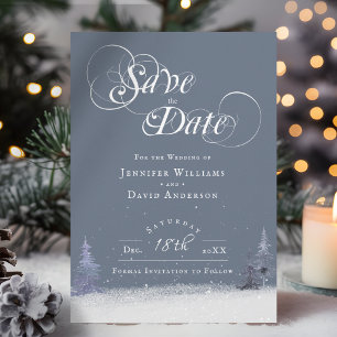 Save The Date Élégant thème hivernal merveilleux poussiéreux ble