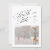 Save The Date Elegant three photo black and white wedding (Devant)