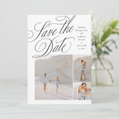 Save The Date Elegant three photo black and white wedding (Debout devant)