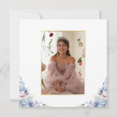 Save The Date Elégant Tiara Floral Quinceañera Photo (Dos)