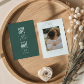 Save The Date Elegant Timeless Script Photo Monogram Wedding