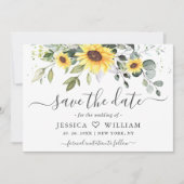 Save The Date Elégant tournesol Eucalyptus Mariage de verdure (Devant)