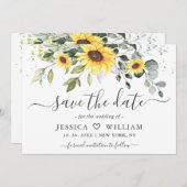 Save The Date Elégant tournesol Eucalyptus Mariage de verdure (Devant / Derrière)