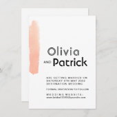 Save The Date Élégant trait de brosse rose. Mariage simple moder (Devant / Derrière)