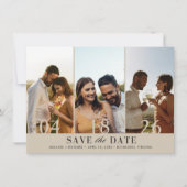 Save The Date Elégant Trois photos Collage Mariage Enregistrer l (Devant)