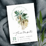 Save The Date Elégant Tropical Aquarelle Palm Trees Script<br><div class="desc">Tropical Watercolor Palm Trees Theme Collection.- c'est un script élégant aquarelle Illustration de la robe de palme tropicale parfaite pour vos mariages et fêtes de plage tropicale. Il est très facile de customiser, avec vos données personnelles. Si vous avez besoin d'un autre produit correspondant ou de la personnalisation, veuillez envoyer...</div>