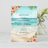Save The Date Elegant Tropical Coastal Hawaiian Beach Wedding (Debout devant)