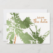 Save The Date Elégant Tropical Copper Palm Trees Plage Mariage (Devant)