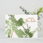 Save The Date Elégant Tropical Copper Palm Trees Plage Mariage (Debout devant)