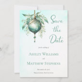 Save The Date Elégant Turquoise Bauble Mariage de vacances Enreg (Devant)