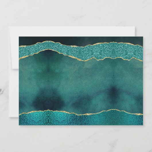 Save The Date Elégant Turquoise & Or Agate Mariage Photo (Dos)