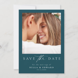 Save The Date Elégant Turquoise Photo Mariage Enregistrer La Dat