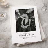 Save The Date Elegant Typography Black White Wedding Photo