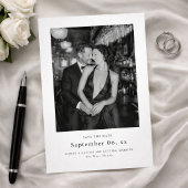 Save The Date Elegant Typography Black White Wedding Photo