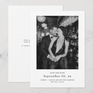 Save The Date Elegant Typography Black White Wedding Photo
