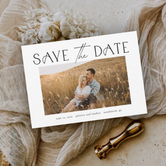 Save The Date Elegant Typography Photo Wedding