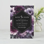 Save The Date Élégant unique violet Mariage floral (Debout devant)