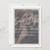 Save The Date Élégant Vellum à main Lettré Mariage photo superpo (Devant)