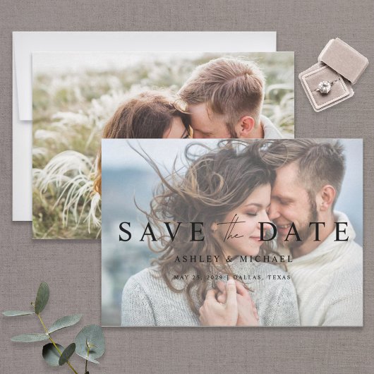 Save The Date Elégant Vellum Overlay moderne 2 Mariage photo