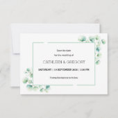 Save The Date Elégant Vert Aquarelle Eucalyptus Feuille Mariage (Devant)