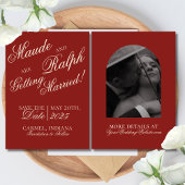 Save The Date Élégant Vieux argent Gras Mariage rouge