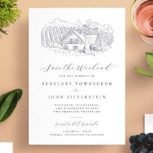 Save The Date Élégant Vignoble Destination Mariage du week-end