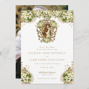 Save The Date Élégant Vintage Fancy Script Photo Mariage