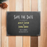 Save The Date Élégant Vintage Retro Chalkboard Script Mariage<br><div class="desc">Cette élégante faire-part de mariage fleurie ornée convient à une mariage moderne. L'élégant design coloré dispose d'un élégant Retro Chalkboard Vintage Script Wedding Enregistrer la date Invitation</div>