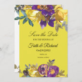 Save The Date Élégant violet et Mariage de automne d'or Enregist (Devant / Derrière)