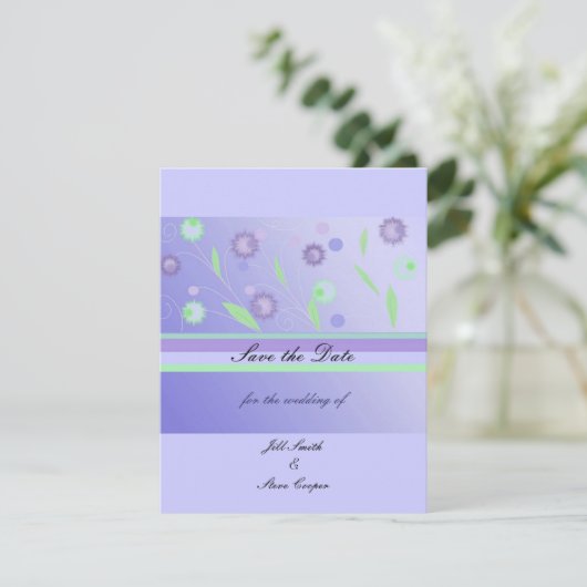 Save The Date Élégant violet floral Enregistrer la date (Debout devant)
