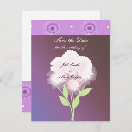 Save The Date Élégant violet floral Enregistrer la date (Devant / Derrière)